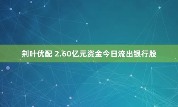荆叶优配 2.60亿元资金今日流出银行股